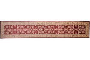 Afghan Chobi Ziegler Teppich Handgeknüpft 90x430 Läufer Rot Orientalisch Wolle - Picture 1 of 7