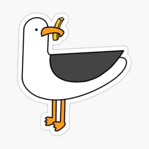 Möwe stiehlt Pommes Frites Strandtag Vinyl Aufkleber Sticker für Laptop Handy - Bild 1 von 1