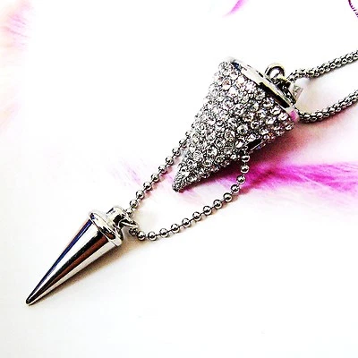 Set XXL Lang Kette + Anhänger Kegel Halskette Strass Bling-Bling 151 - Bild 1 von 4