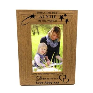 Personalised Best Auntie Portrait Wooden Photo Frame Gift FW273 - Picture 1 of 2