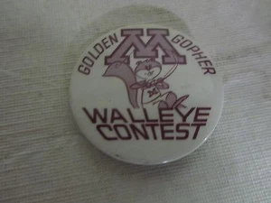 Minnesota Golden Gophers Walleye Fishing Contest Hat Lapel Pinback Button  - Picture 1 of 2
