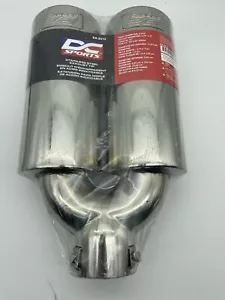 DC SPORTS STAINLESS CLAMP ON DUAL SLANT EXHAUST TIP 2.375" INLET 3.75" OUTLET - Picture 1 of 6