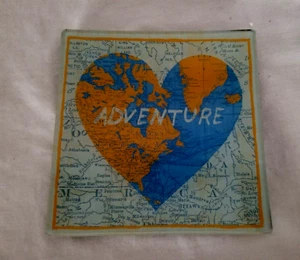 Vassoio portagioie avventura in vetro mappa del mondo vassoio portagioie viaggiatore vintage - Foto 1 di 9