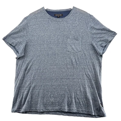 Camiseta Michael Kors Para Hombre Talla XXL Azul Rayas Algodón Manga Corta Cuello Redondo Foto 1 de 4