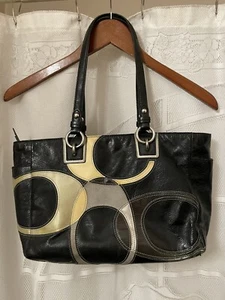 Coach Handtasche Intarsien "C" mattiert schwarz Leder Wildleder C1169-F17127 SIEHE BILDER - Bild 1 von 12