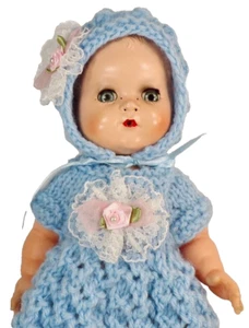 Ideal Betsy Wetsy Puppe Hartplastik Vinyl 12 Zoll trinken nass gehäkelt Kleid Hut 1950er - Bild 1 von 18