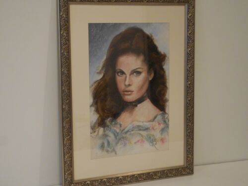Original Watercolor Painting Portrait of Raquel Welch by CK Brothers