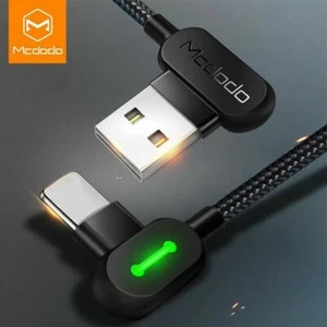 MCDODO USB LED Right Angle Game Cable Sync Chaging Cord For iPhone 12/XS/X/8/7/6 - Zdjęcie 1 z 15