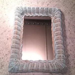 Vintage Wicker Wall Mirror 16" x 12 Cottage BOHO - Picture 1 of 6