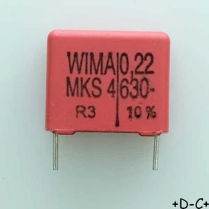 Condensateur MKS4 220nF 630VDC 400VAC pas 15mm 10% Wima RoHS - Foto 1 di 1