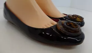 Jeffrey Campbell "Flyer" Black Patent Leather W Tortoise Accent Ballet Flats 8.5 - Picture 1 of 12