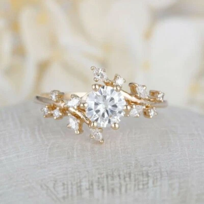 2.00 Ct Round Cut Lab Created Diamond Women Engagement Ring 14K Yellow Gold Over - Image 1 of 4