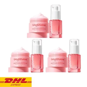 Glad2Glow Pomegranate Power Bright Serum x3 + Brightening Moisturizer x3 SET - Picture 1 of 5