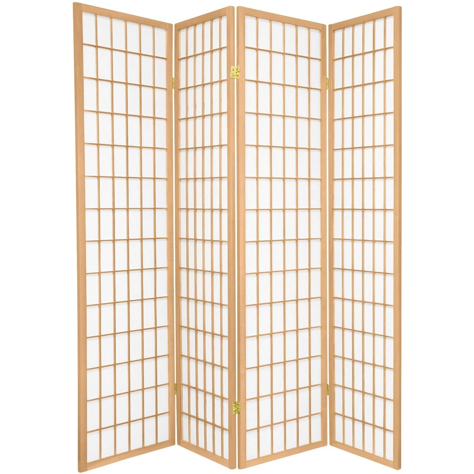 4 & 3 Panel Wood Shoji Room Divider Screen Oriental - Image 1 of 1