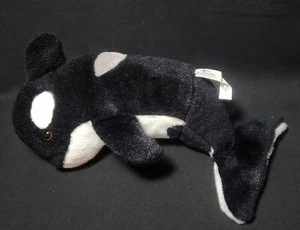 Vtg 1994 Seaworld Shamu Orca Killer Whale Stuffed Animal Plush 12” Black White - Imagen 1 de 2