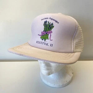 Vintage Stockton Asparagus Festival Snapback Trucker Hat Mesh White - Picture 1 of 7