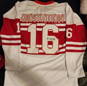 Vladimir Konstantinov Autographed Custom Detroit Red Wings Throwback Jersey JSA - Picture 1 of 7