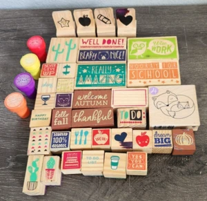 41 Rubber Stamps Art Crafting Wood Misc Quotes, Fruit, Animal, etc. - Picture 1 of 8