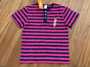 New Gymboree Boys Hot Pink and Navy Striped Shirt Tee with Front Pocket Size 7 - Picture 1 of 9
