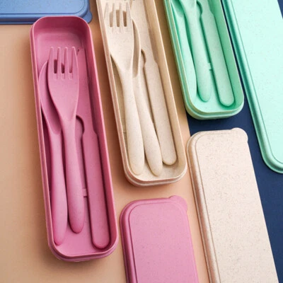 Wiederverwendbares Reisebesteck Aus Massivem Kunststoff Gabel Messer Löffel / - Bild 1 von 4