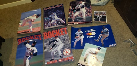 Vintage Roger Clemens Boston Red Sox Poster lot of 8! Laminated, rare! Look! Cover