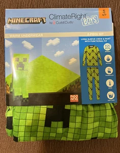 Minecraft Boys Cuddl Duds ClimateRight 2pc Warm Thermal Set Size S 6/7 NEW - Picture 1 of 5