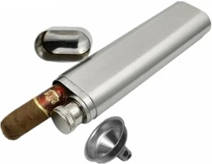 Estuche de cigarros de acero inoxidable tubo de cigarros soporte de cigarros de bolsillo (caja de cigarros doble con - Imagen 1 de 5