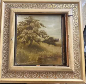 ::KUNSTDRUCK UM 1890 BACHLAUF AN WIESE MIT HERBSTLICHE BAUMLANDSCHAFT - Bild 1 von 4