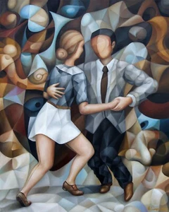 Lindy Hopping 2023 (oil on canvas by A. Lavrov) 16"x20", cubism, surrealism - Picture 1 of 5