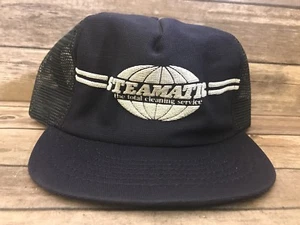 Sombrero de camionero azul vintage Steamatic servicio de limpieza total para hombre gorra a presión rara - Imagen 1 de 12