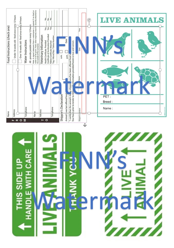 Pet transport / IATA # LABELS FOR PET TRANSPORT # Air & Road - Image 1 of 1