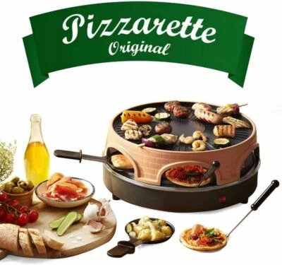 Pizza-Ofen Raclette-Gerät und Grill 3in1 Pizzarette Mini-Pizza-Maker 6 Personen - Bild 1 von 4