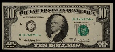 FR 2018-D* $10 1969 Federal Reserve Note US - Star Note - UNC - SKU-CA1344 - Image 1 of 2