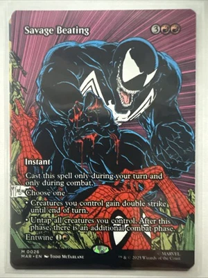 MTG Savage Beating 0026 Regular (Borderless) Marvel’s Eternal Legal NM MAR - Image 1 of 2