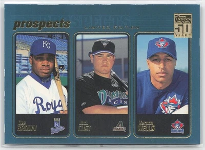 2001 Topps #736 Dee Brown / Jack Cust / Vernon Wells PROS, PR3905 Limited - Image 1 of 2