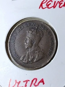 💥 1936 leicht gedrehter Planchet 1 kanadischer Penny Kanada ausländische Münze R, Beschreibung! - Bild 1 von 4