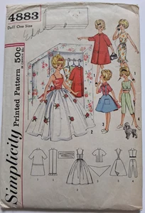 60er Jahre Vintage Simplicity 4883 Tammy Puppenkleidung/Schrank Muster. Schnitt/Komplett! - Bild 1 von 2