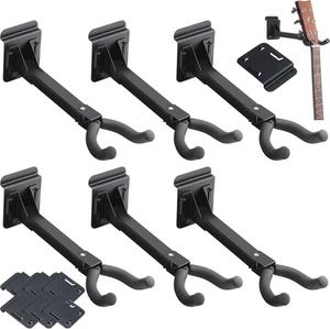 6 Stück Gitarrenaufhänger Wandhalterung Aufhänger Haken Halter mit Lamellenadapter 180 schwarz - Bild 1 von 6
