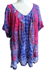 Greater Good Top Women's 3XL Beachy Art to Wear Tie dye Boho Hippie Artsy Tunic - Picture 1 of 8