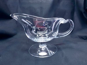 Luigi Bormioli Clear Michelangelo Gravy Boat Handle Footed Blown Glass Romania - Picture 1 of 5