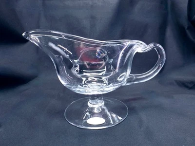 Luigi Bormioli Clear Michelangelo Gravy Boat Handle Footed Blown Glass Romania - Image 1 of 4