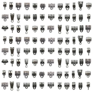140 Pcs Metal Spacer Bail Beads, Silver Tone Charm Hanger Clasps with Loops for - Picture 1 of 7