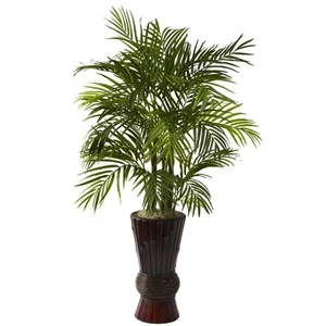 Nearly Natural 4ft. Areca with Bamboo Planter - Picture 1 of 3