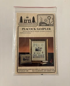 Schoolroom Samplings Peacock Silk Sampler Counted Cross Stitch Kit 1990 New - Picture 1 of 7