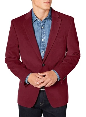 Tommy Hilfiger Hombre Abrigo Deportivo Pana Ajuste Moderno 38R Blazer Borgoña Nuevo con Etiquetas $295 Foto 1 de 3