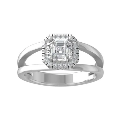 1.13Ct Natural Diamond Sterling Silver Halo Engagement Ring Size 7 for Women - Image 1 of 4