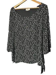 Notations Bluse 3X Ditzy Floral Printed Career Shirt Top Fairy Grunge Tie - Bild 1 von 11