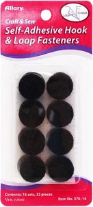 Allary Self-Adhesive Hook And Loop Fasteners 16/Pkg Black Dots, .75" - Picture 1 of 2
