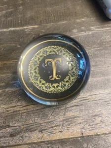 Punch Studio Lead Crystal Paperweight Letter T Monogram Made in France Heavy!!!! - Picture 1 of 7