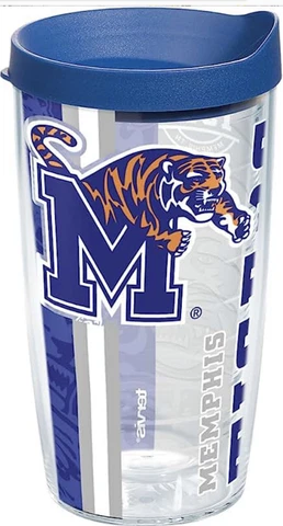 Memphis Tigers 16oz Tervis Tumbler with Lid-Made in USA-New Cover